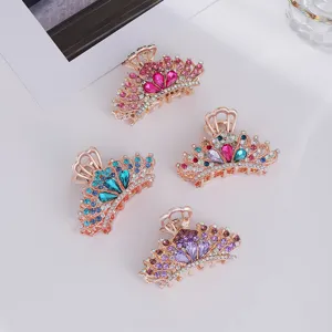 Metall Krone Haarklammer Elegante Strass Haifischklaue Legierung Strass Haarstyling Zubehör Für Damen