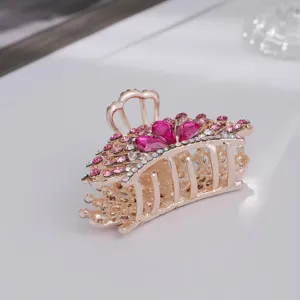 Metall Strass Haarklammer für Damen, elegantes Kronen Design glänzende Kristall Haarschmuck.