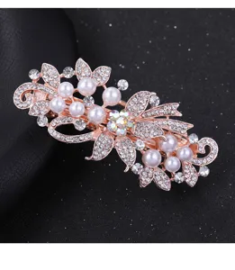 Pearl Rhinestone Hair Clip Rose Gold Barrette Spring Hair Clip Women Hair Accessories