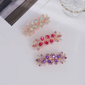 Elegante Strass Blumen Haarklammern Set, glänzende Kristall Spange für Damen Haarstyling.