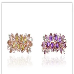 Elegante Kristall Blumen Haarspange Federklammer Set, wunderschöner Strass Haarschmuck Damen.