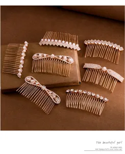Strass Perlen Metall Haarkämme Set elegante Braut Hochsteckfrisur Haarstyling Accessoires