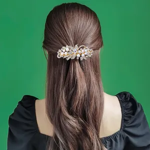 Pearl Hair Clip for Women Rhinestone Metal Barrettes Elegant Hair Styling Accessories