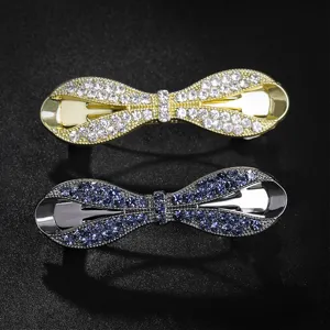 Crystal bow hair clip sparkling rhinestone ponytail spring clip elegant hair accessories for women