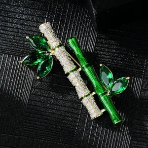 Chinese Style Bamboo Brooch Luxury Elegant Designer Corsage Clothing Accessories Fashion Jewelry