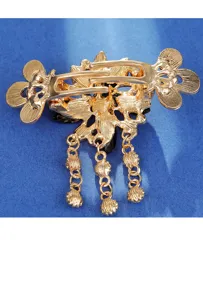 Vintage goldene Haarklammer mit schicken Quasten und starkem Federmechanismus für Damen.