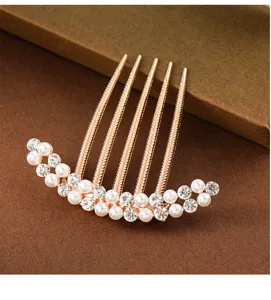Peineta de pelo de perla de cristal dorado vintage accesorio de pelo de novia elegante