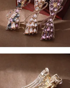 Korean style rhinestone hair clip large crystal barrette elegant ponytail holder hair accessories