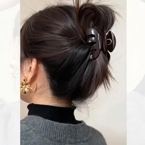 Korean style small hair claw clip for women, vintage dark shark clip for elegant daily hairstyles.