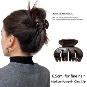 Korean Style Elegant PC Baking Varnish Pumpkin Hair Claw Elegant Jelly Translucent Claw Clip Fashion Hair Accessories For Women