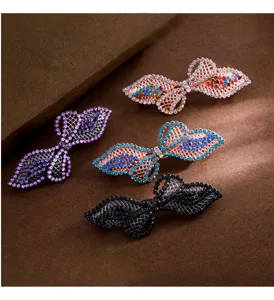Elegant rhinestone bow hair clip spring clip for women and girls daily hair styling accessories.