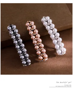 Korean style rhinestone pearl hair clip elegant spring barrette hairpin for women and girls accessories.