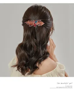 Vintage rhinestone hair clip elegant butterfly spring clip for women fashion hair accessories