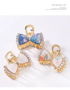 Molletta per capelli in lega di acetato strass coreana grazioso fiocco accessorio di stilo
