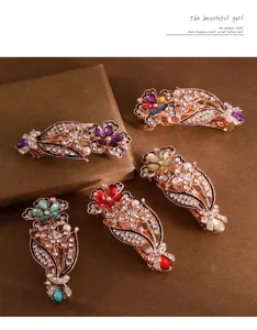 Rhinestone flower hair clip crystal spring barrette for women elegant sparkling hair accessory