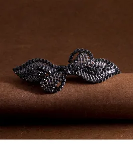 Elegant black rhinestone bow hair clip spring barrette for women daily hair styling details