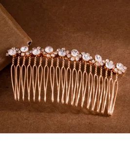 Roségold Strass Haarkamm Kristall Braut Haarschmuck Hochzeit Seitenkamm für Damen