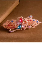 Vintage rhinestone spring hair clip for women, elegant floral metal barrette detail view.