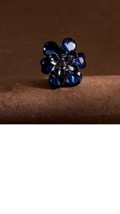 Mini blue crystal flower hair claw clip metal small hair accessory for daily elegant styling