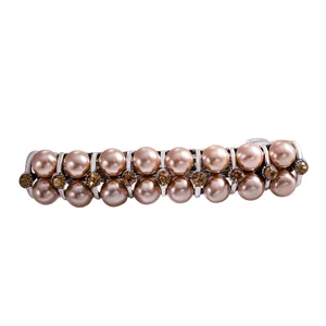 Korean style pearl rhinestone hair clip elegant double layer barrette for women daily hair styling