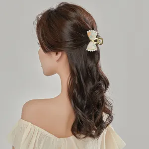 Molla per capelli in acetato strass stile coreano, design fiocco elegante per donna.