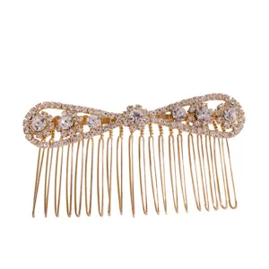 Goldener Strass Haarkamm Kristall Braut Haarkamm elegante Haarspuengen fuer Damen Schmuck