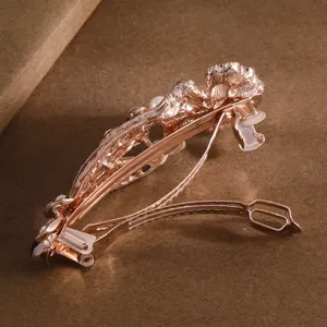 Elegant rose gold rhinestone hair clip spring barrette sparkling crystal hair accessories for women