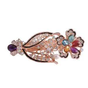 Stunning rhinestone crystal hair clip floral spring barrette for women and girls daily wear.