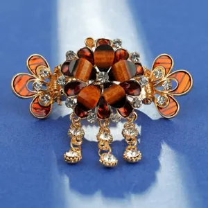 Retro Strass Quaste Haarklammer Detailansicht glitzerndes funkelndes Haarzubehör für Damen