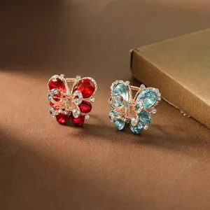 Kristall Schmetterling Haarklammer, Strass Metall Mini Haarschmuck für Damen Alltags-Styling.