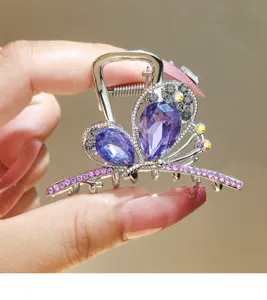 Crystal butterfly hair claw clip with colorful rhinestones for women girls styling
