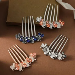 Rhinestone Hair Insert Comb Butterfly Hair Clip Vintage Alloy Crystal Hairpin Hair Accessories For Women Wedding Daily