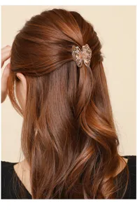 Elegant butterfly hair claw clip with sparkling rhinestones for stylish daily wear.