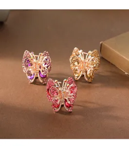 Rhinestone butterfly hair claw clips set, metal crystal hair accessories for women.
