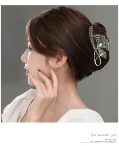 Elegant metal rhinestone ginkgo hair claw clip for women sweet versatile hair accessories