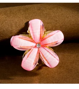 Süße rosa Blumen Haarklammer für Kinder, kleine Acryl Haarspange mit funkelnden Strasssteinen.