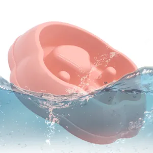Pink slow feeder dog bowl, anti-choking pet slow eating bowl for cats and dogs, durable.