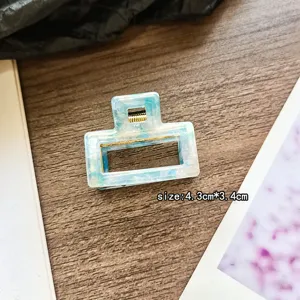 Kleine Acetat Haarklammer blaue Marmor Mini Haarklammer für halben Pferdeschwanz Haarschmuck