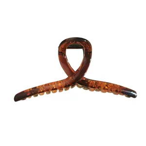 Large tortoiseshell hair claw clip, elegant M-shape wave shark clip for thick hair styling.