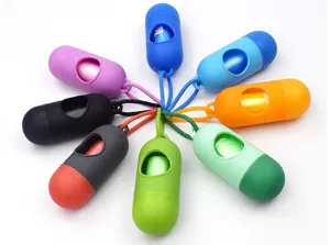 Portable pet waste bag dispenser capsule dog poop bag holder eco-friendly colorful