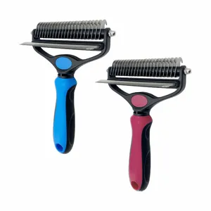 Professional pet grooming comb double-sided undercoat rake for dogs and cats care