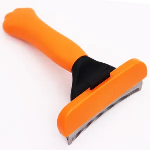 Stainless Steel Pet Deshedding Comb Dog Grooming Tool Pet Hair Removal Brush Ergonomic Handle for Dogs Cats