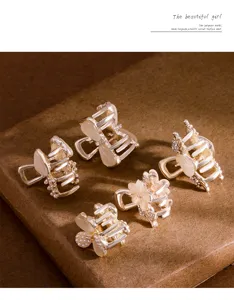 Mini pinces à cheveux en métal perle fleur pour femmes, petites pinces élégantes style.