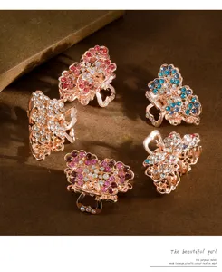 Small rhinestone butterfly hair claw clips mini metal hair accessories for women and girls styling