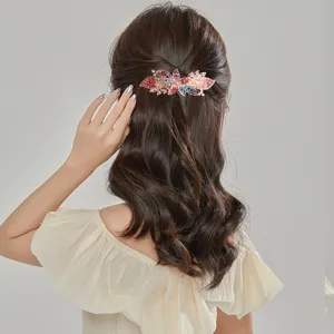 Korean style large rhinestone hair clip elegant sparkling crystal spring hairpin for women hair styling