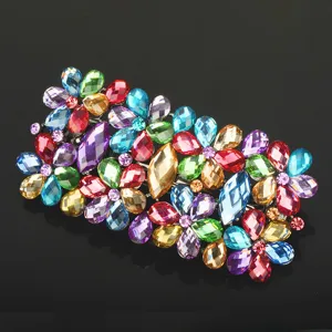 Colorful rhinestone hair clip alloy crystal barrette large hair pin for women elegant styling.