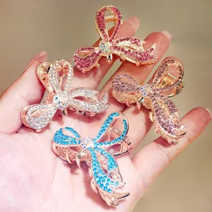 Elegant Bow Hair Claw Clip Alloy Rhinestone Hair Accessories For Women Daily Party Elegant Hair Styling