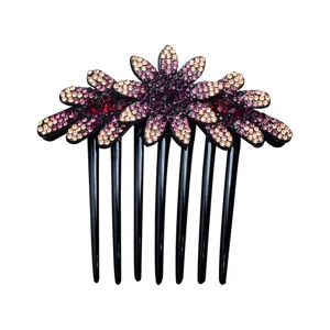 Rhinestone hair comb crystal flower hair fork bun maker wedding crystal hair accessories for women