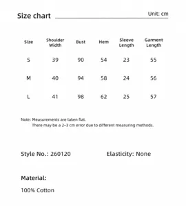 Size chart for women short sleeve knit top, 100% cotton striped sweater details size.