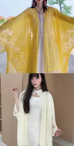 Summer Chinese Style Lace Hollow Cardigan Shawl Elegant Women Outerwear Thin Sun Protection Top